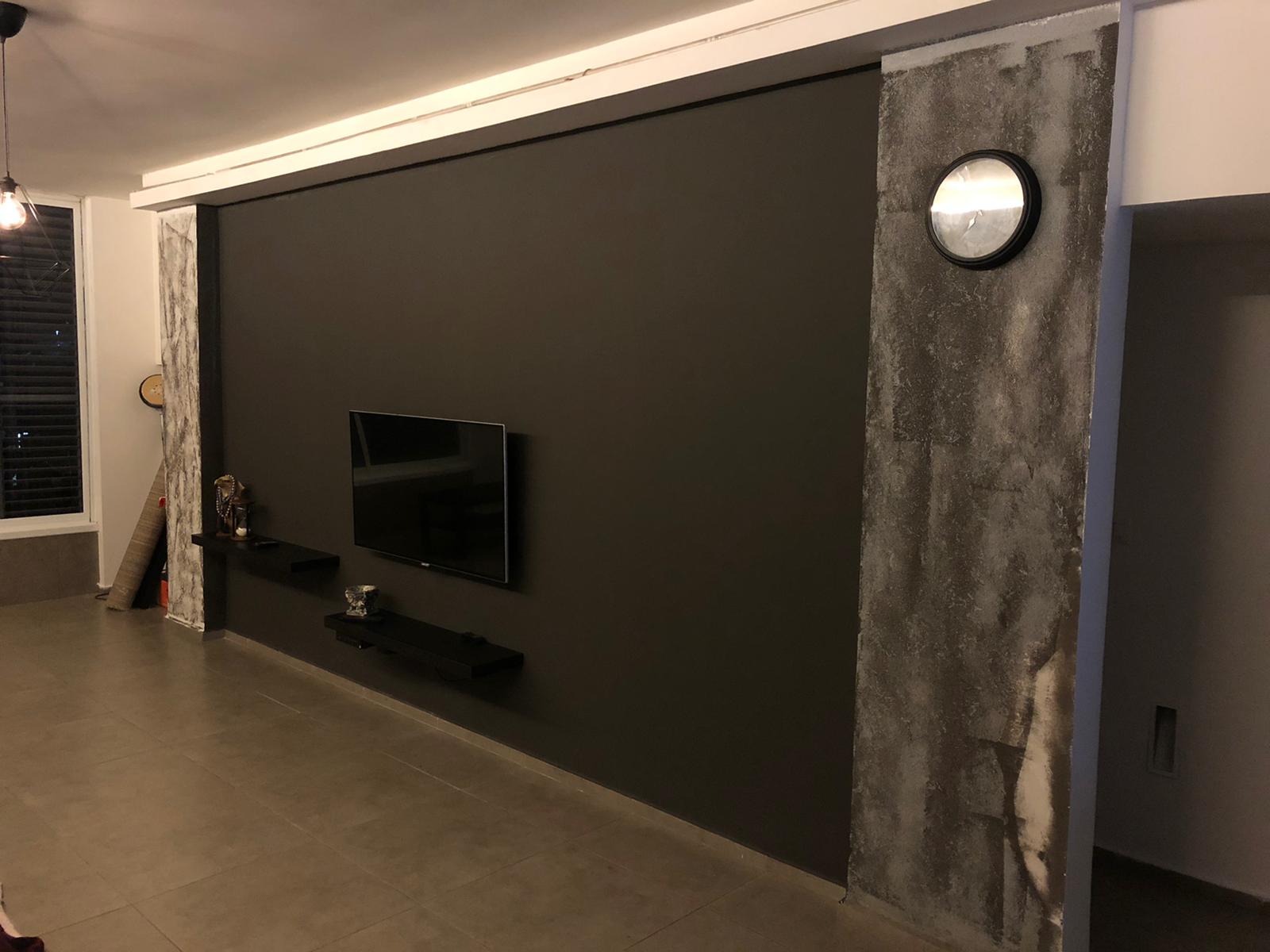 ‏בניית קיר דקורטיבי , גבס, שפכטל , צבע  ושליכט