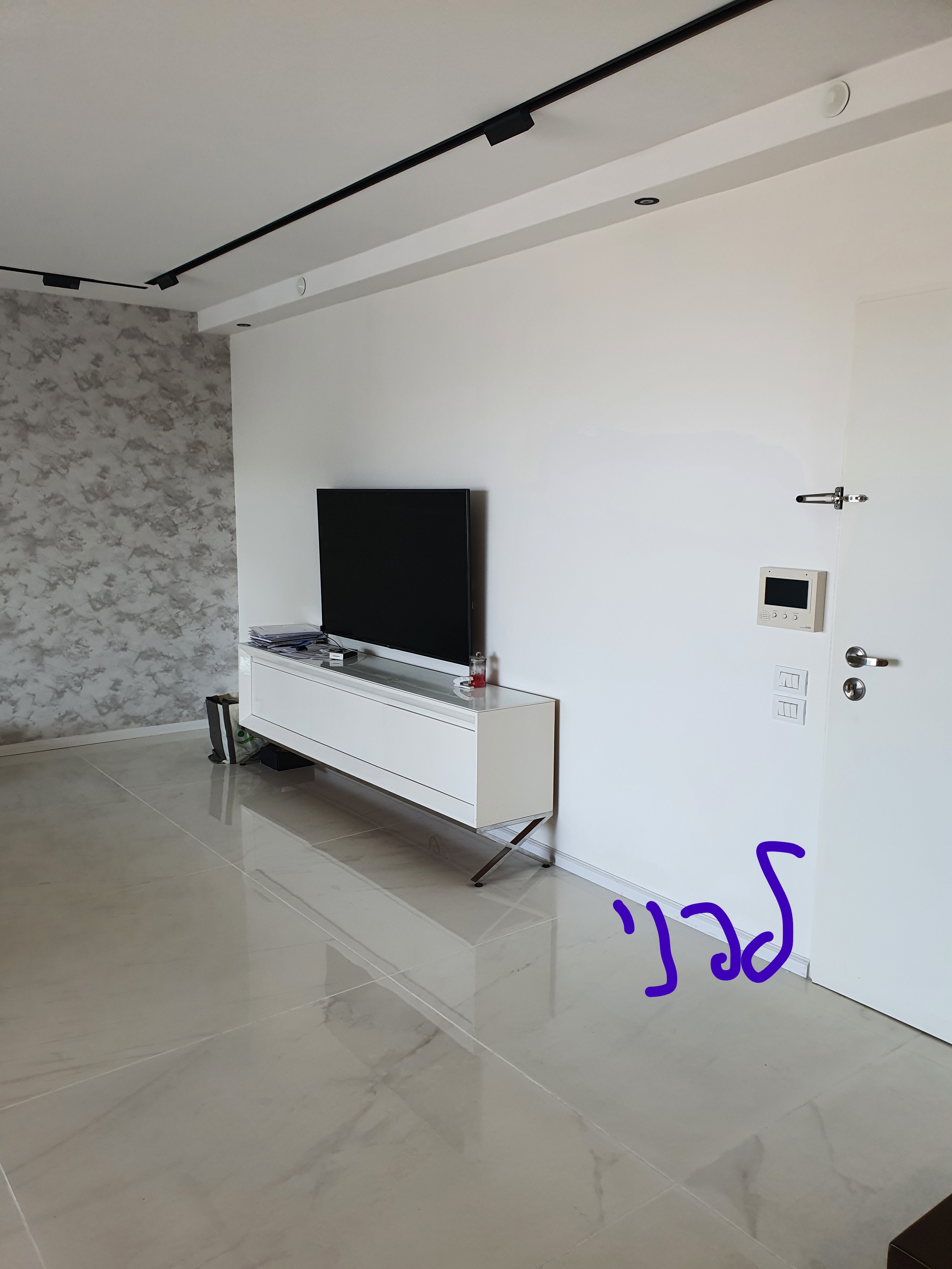 חלל ציבורי וקיר טלוויזיה דירה ברמת גן