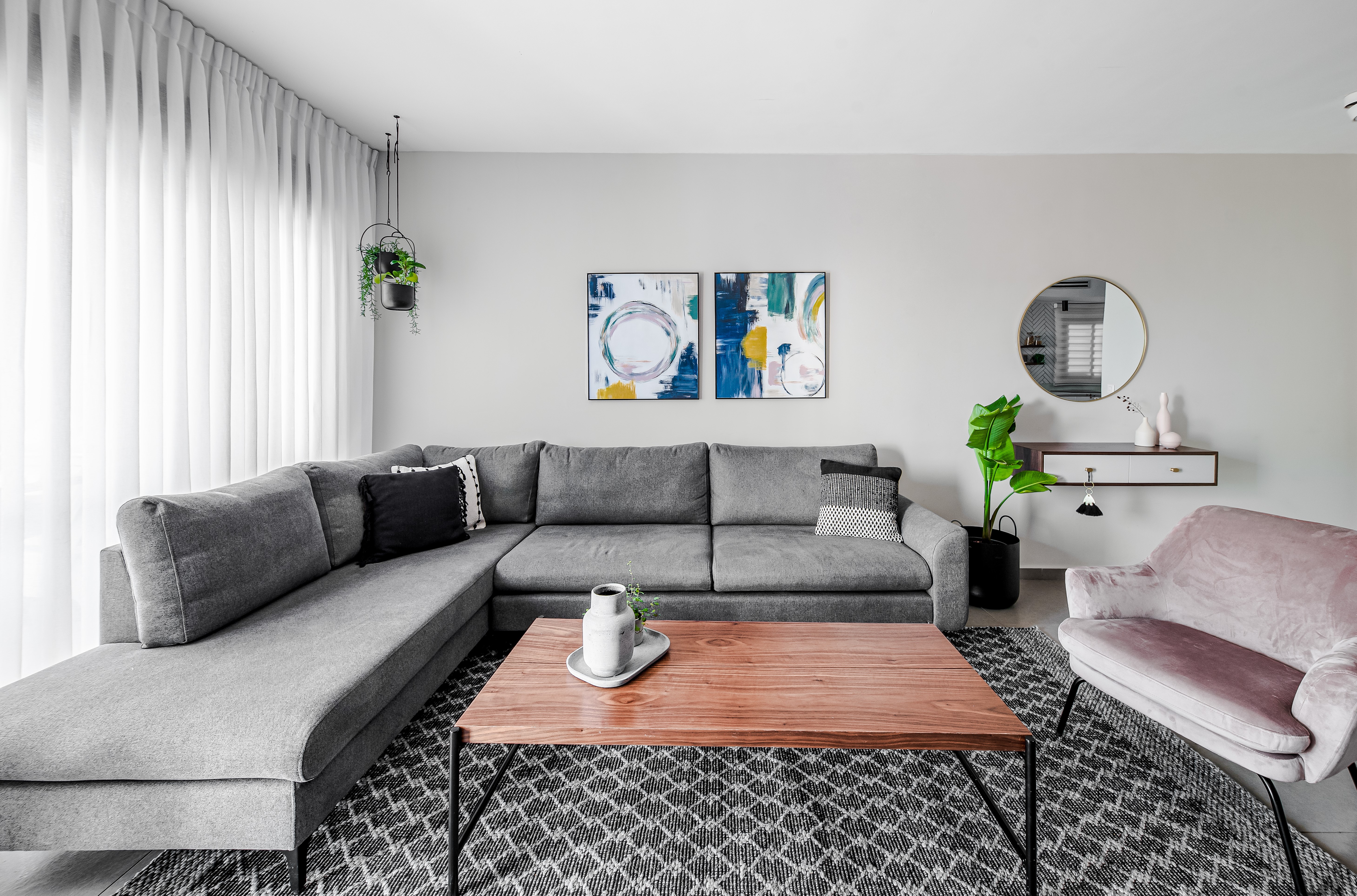 עיצוב פנים והלבשה לדירת קבלן ברחובות