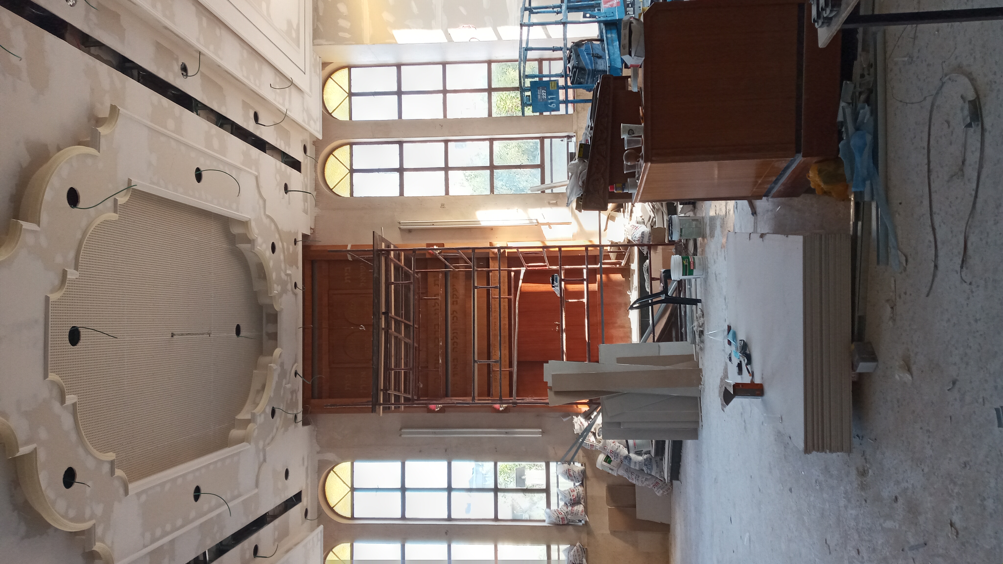 עיצוב תקרה בגס כולל צבע בית כנסת בירושלים