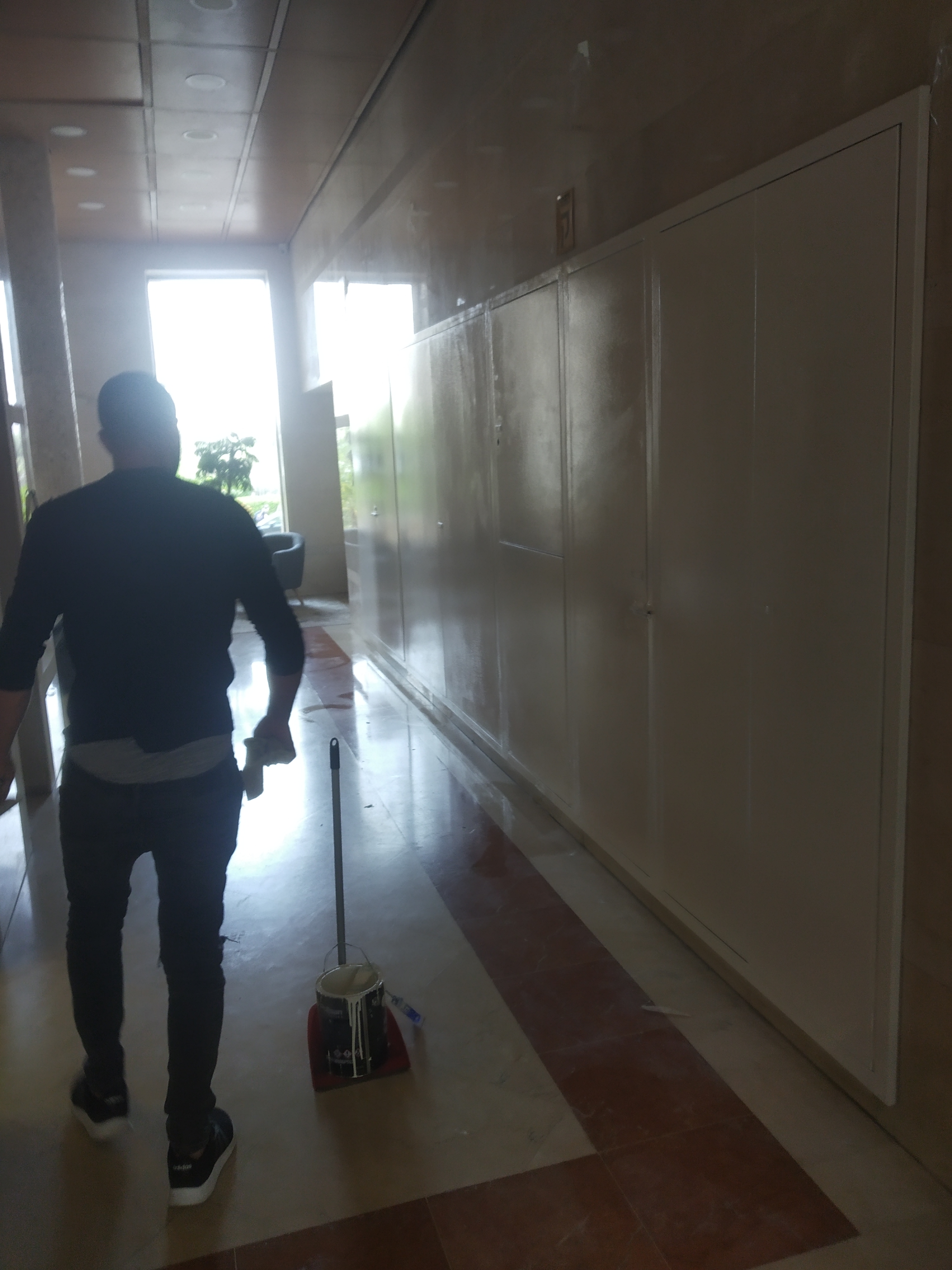 צביעת ארונות חשמל בכניסה לבנין