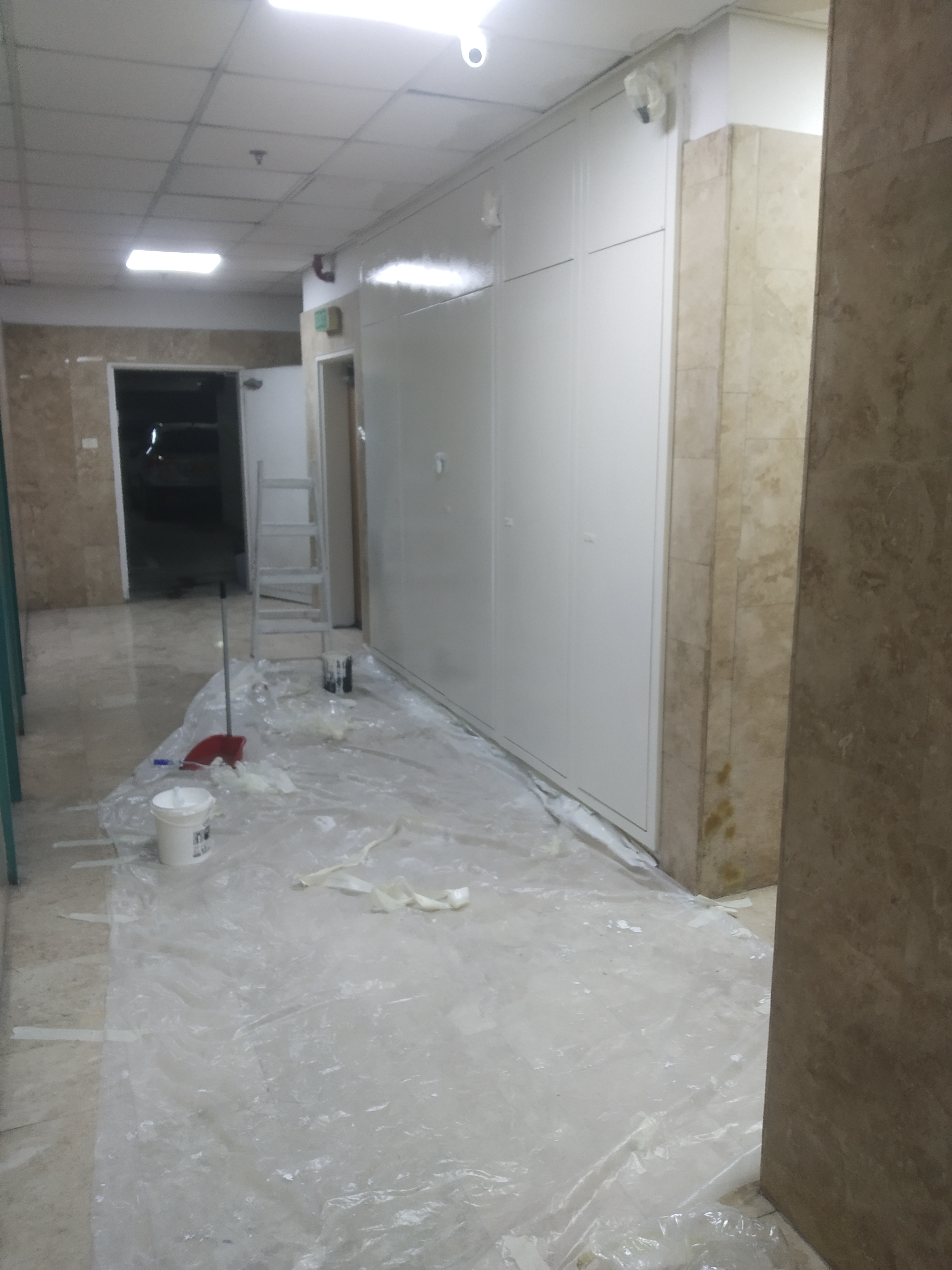 צביעת ארונות חשמל בכניסה לבנין